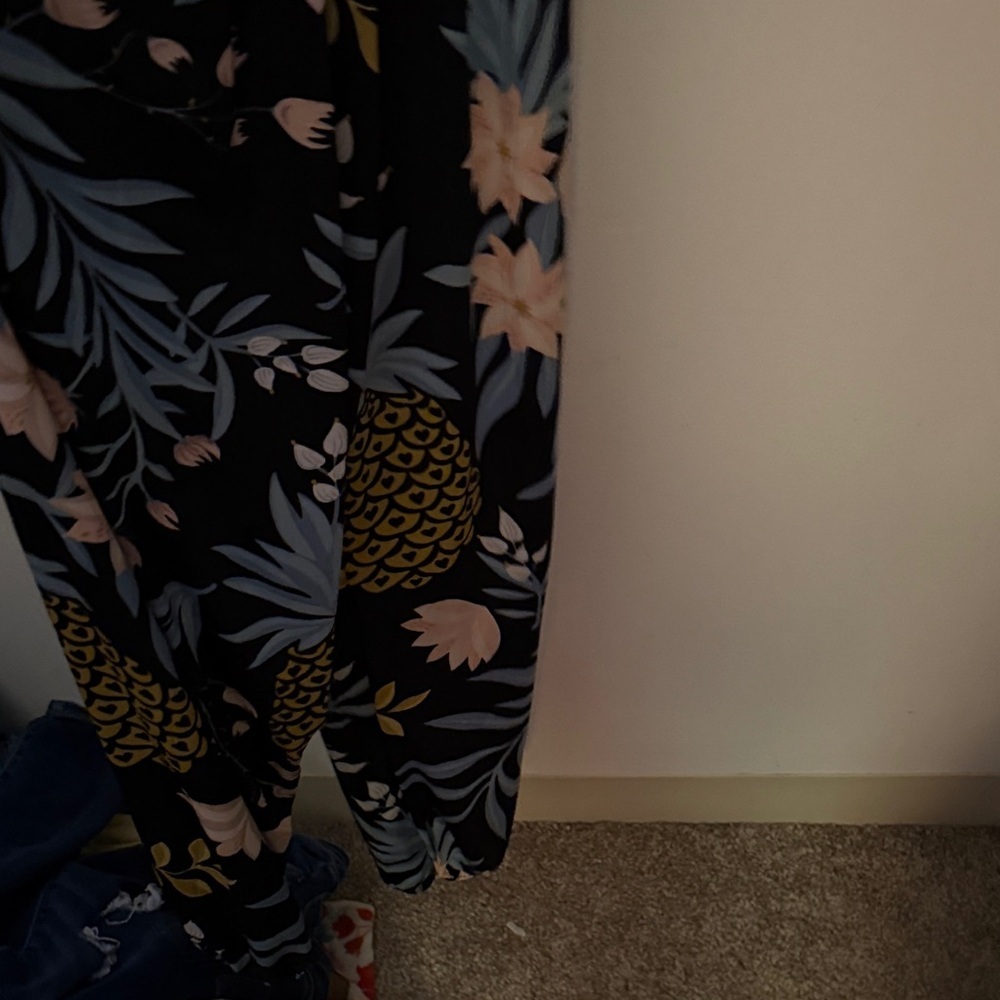 Floral Navy Jumpsuit - Picture 2 of 4